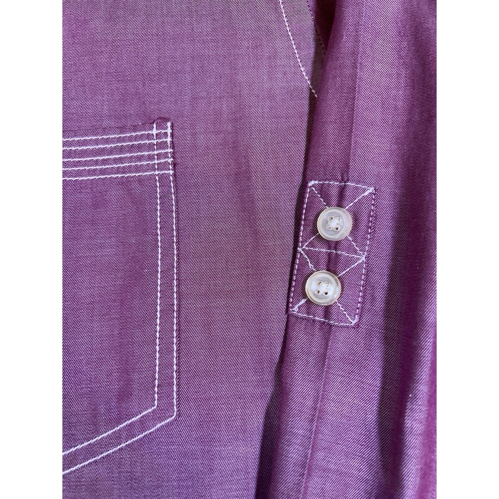 Luchiano Visconti 2-Ply Cotton Long Sleeve Shirt Mens Medium Iridescent Burgundy - Picture 5 of 16